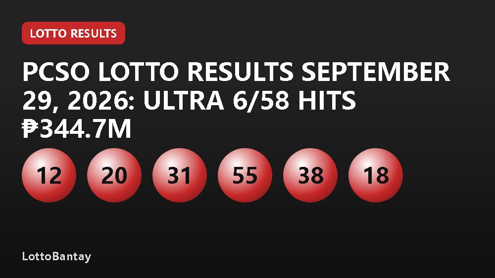 PCSO Lotto Results September 29, 2026: Ultra 6/58 Hits ₱344.7M